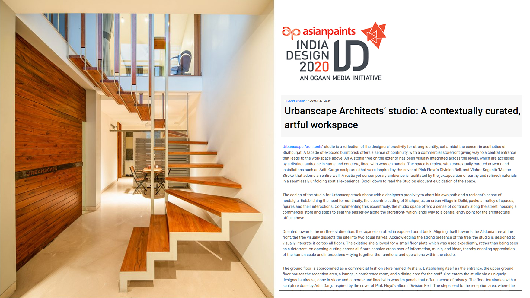 India Design ID Covers Urbanscape Architects Office